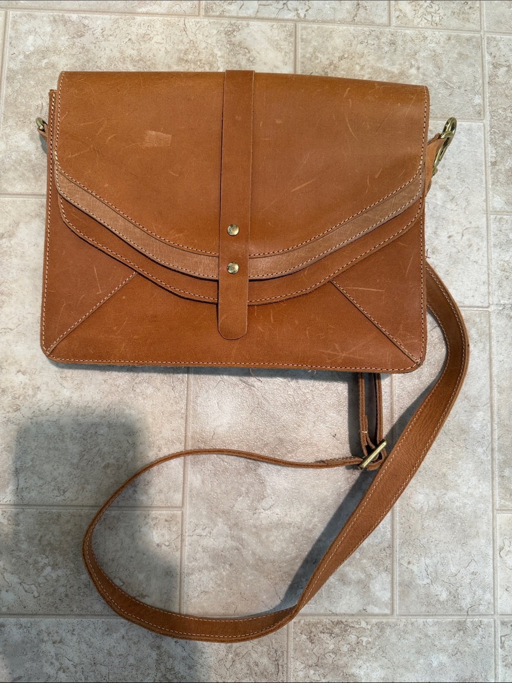 Sseko Rustic Tan Leather Crossbody Satchel